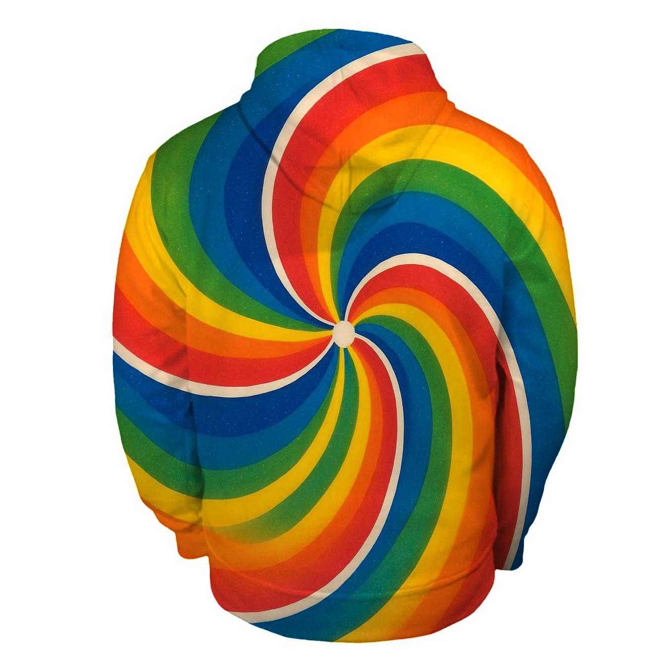 Split Rainbow Spiral embroidered hoodies