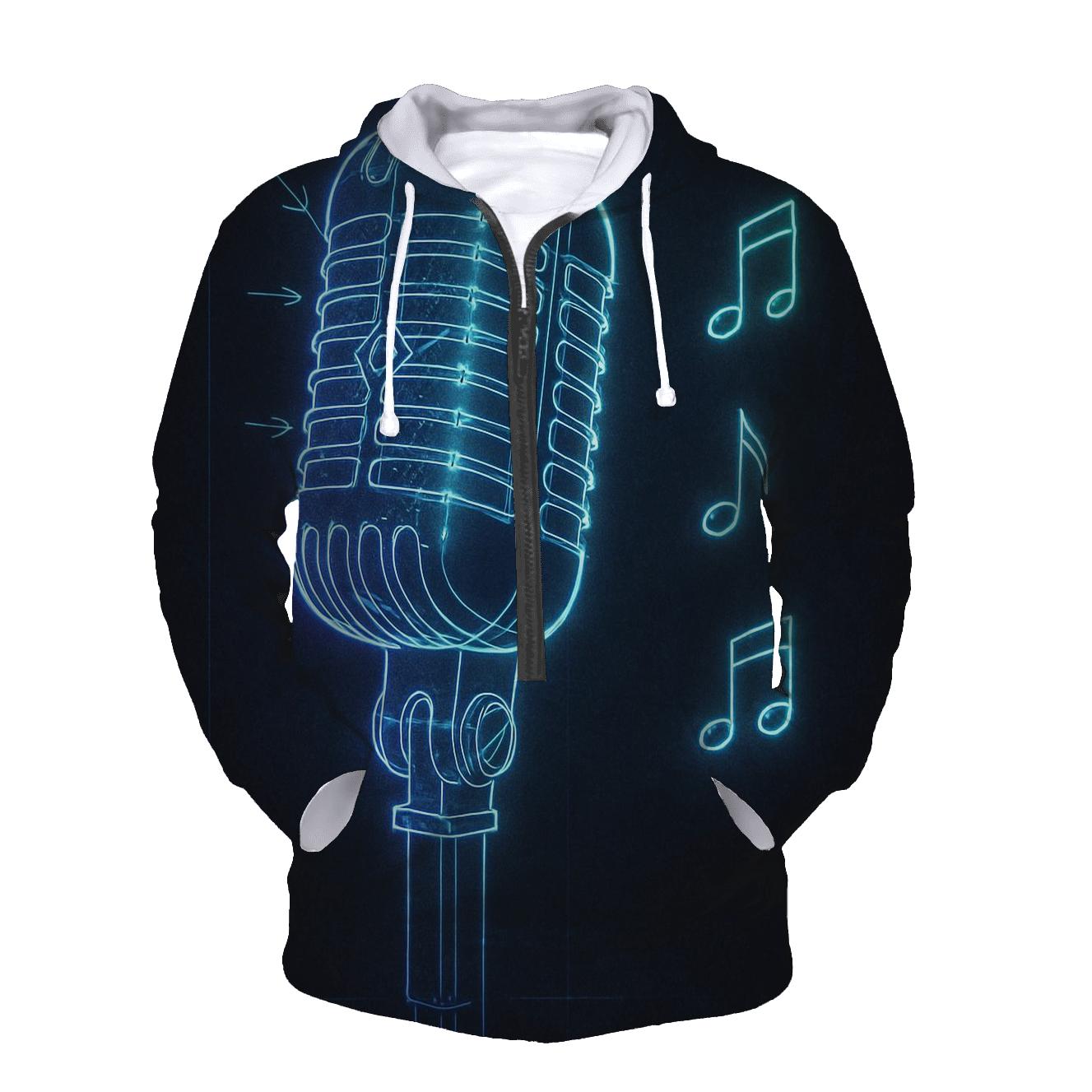 Microphone Neon Blueprint embroidered hoodies