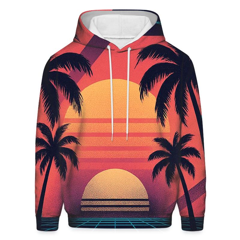 Retro Wave Sunset Palms lightweight hoodies
