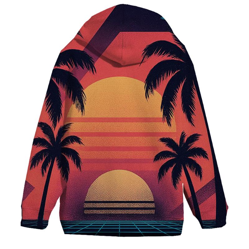 Retro Wave Sunset Palms lightweight hoodies