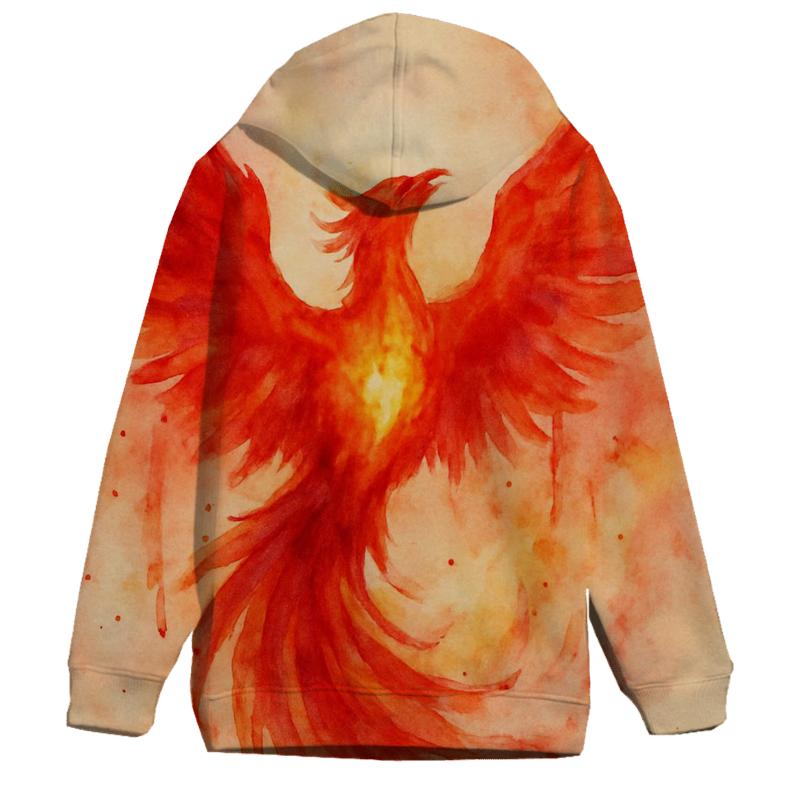 Watercolor Phoenix Rising designer hoodies