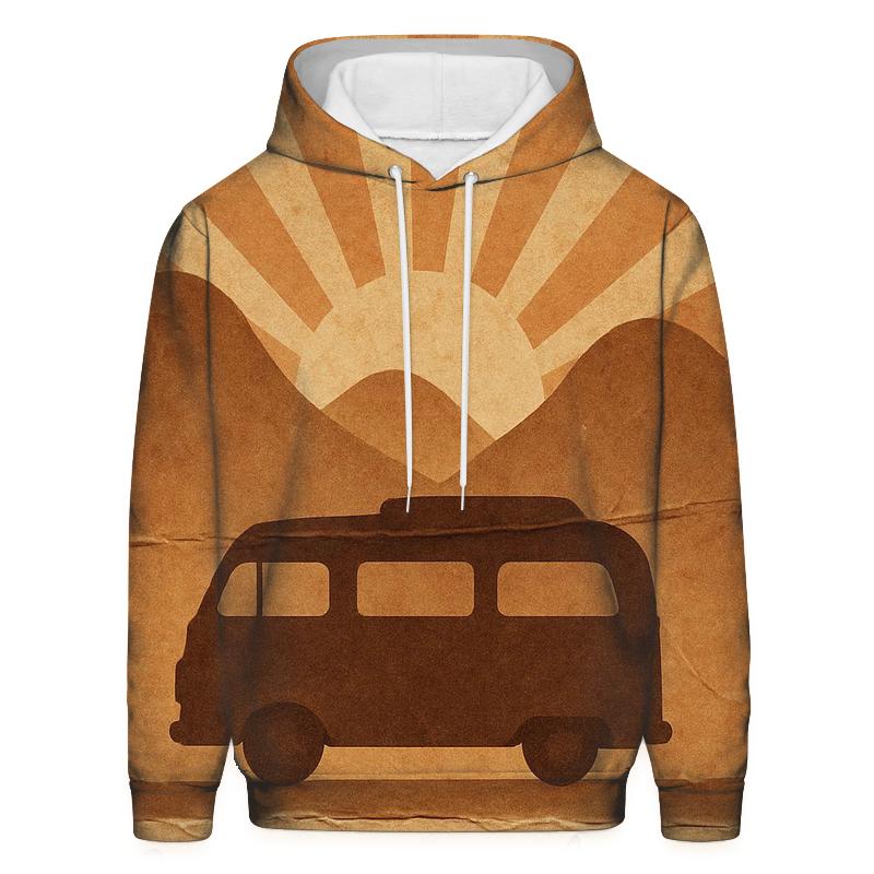 Sepia Postcard Roadtrip Scene zip-up hoodies