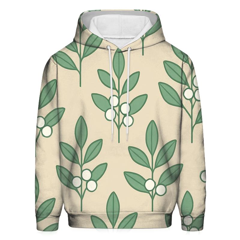 Minimal Mistletoe Motif lightweight hoodies