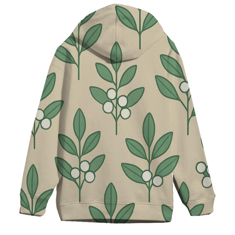 Minimal Mistletoe Motif lightweight hoodies