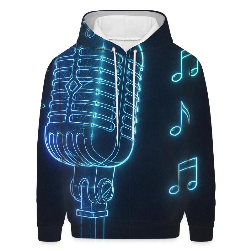 Microphone Neon Blueprint printed hoodies