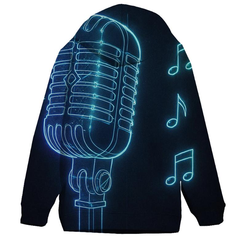 Microphone Neon Blueprint printed hoodies