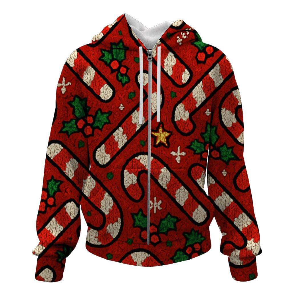 Kitschy Candy Cane Herringbone Design custom hoodies