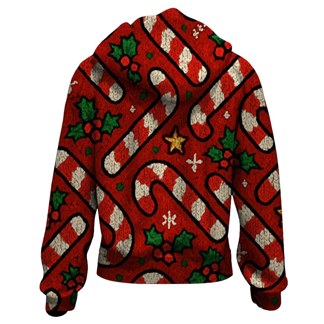Kitschy Candy Cane Herringbone Design custom hoodies