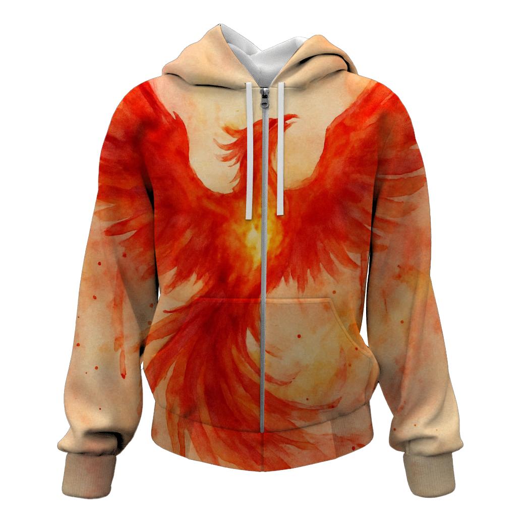 Watercolor Phoenix Rising embroidered hoodies