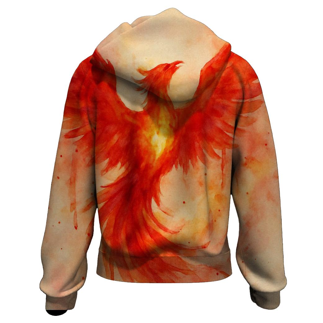 Watercolor Phoenix Rising embroidered hoodies