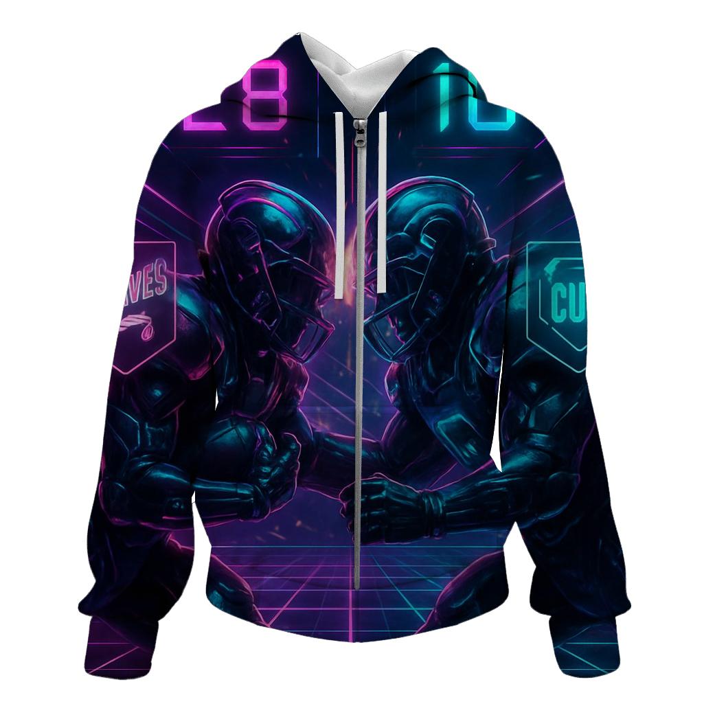Neon Circuit Clash zip-up hoodies