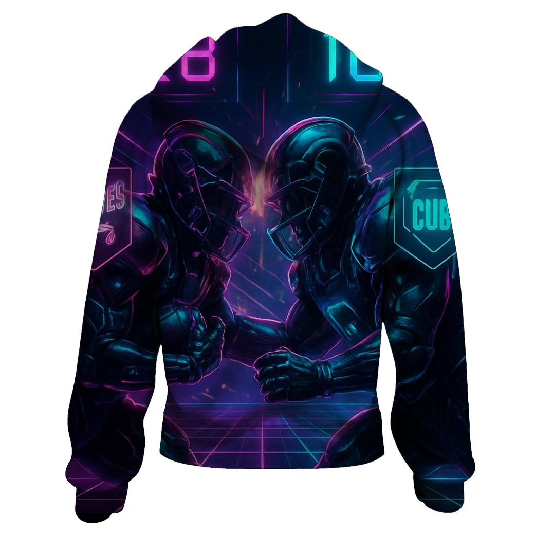 Neon Circuit Clash zip-up hoodies