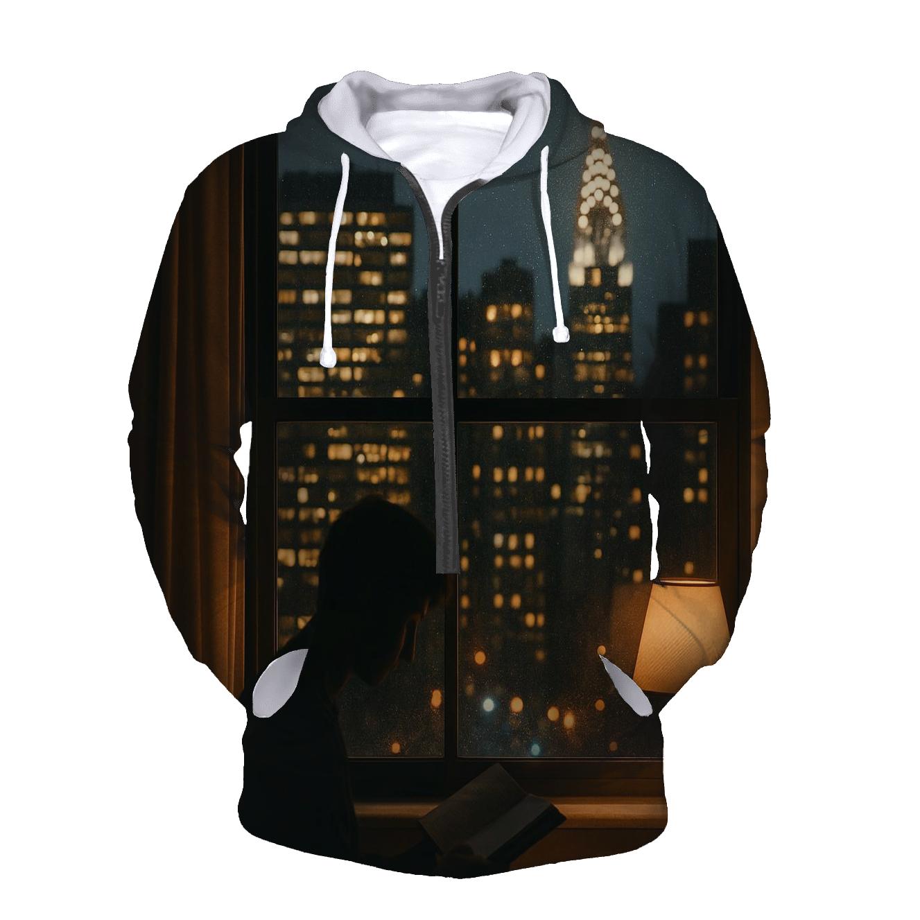 Nighttime Window Patterns From A Midtown Apartment zip-up hoodies