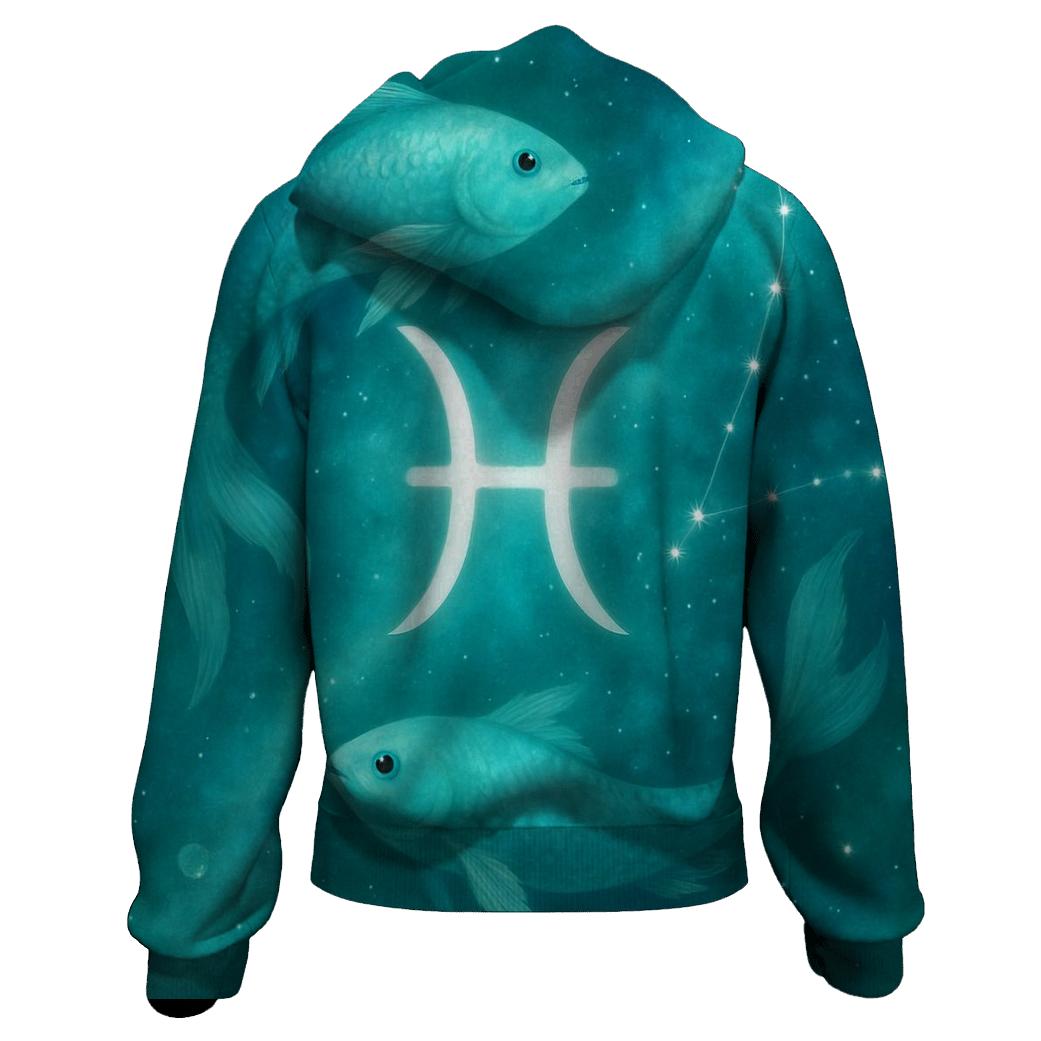 Pisces Cosmic Fish Dream Scene zip-up hoodies