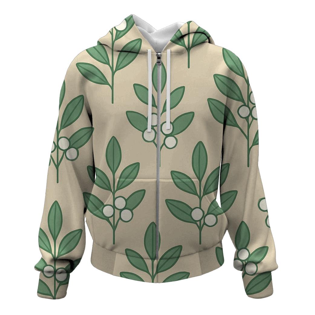 Minimal Mistletoe Motif lightweight hoodies