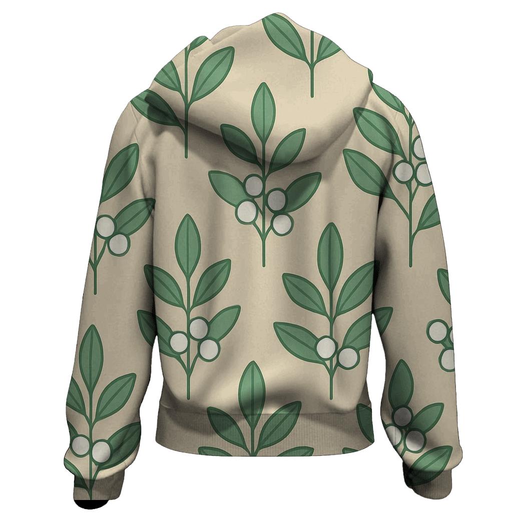 Minimal Mistletoe Motif lightweight hoodies