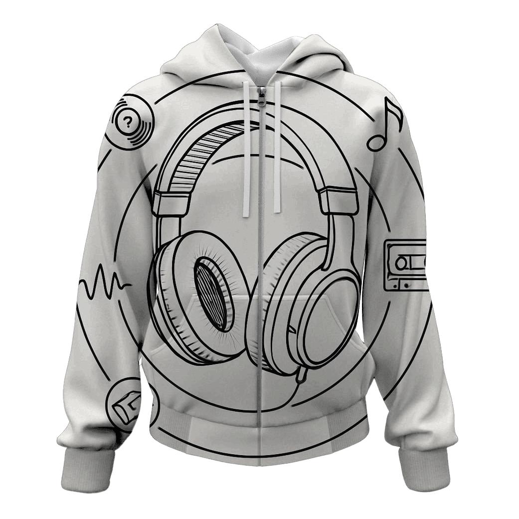 Headphone Orbit Diagram embroidered hoodies
