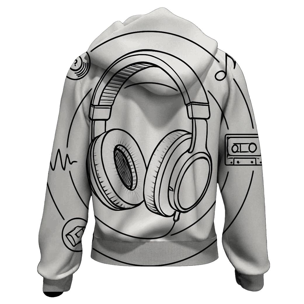 Headphone Orbit Diagram embroidered hoodies