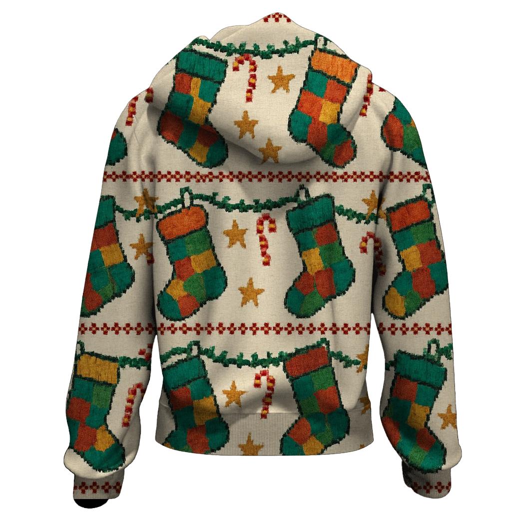 Stocking Garland Ladder Design heavyweight hoodies