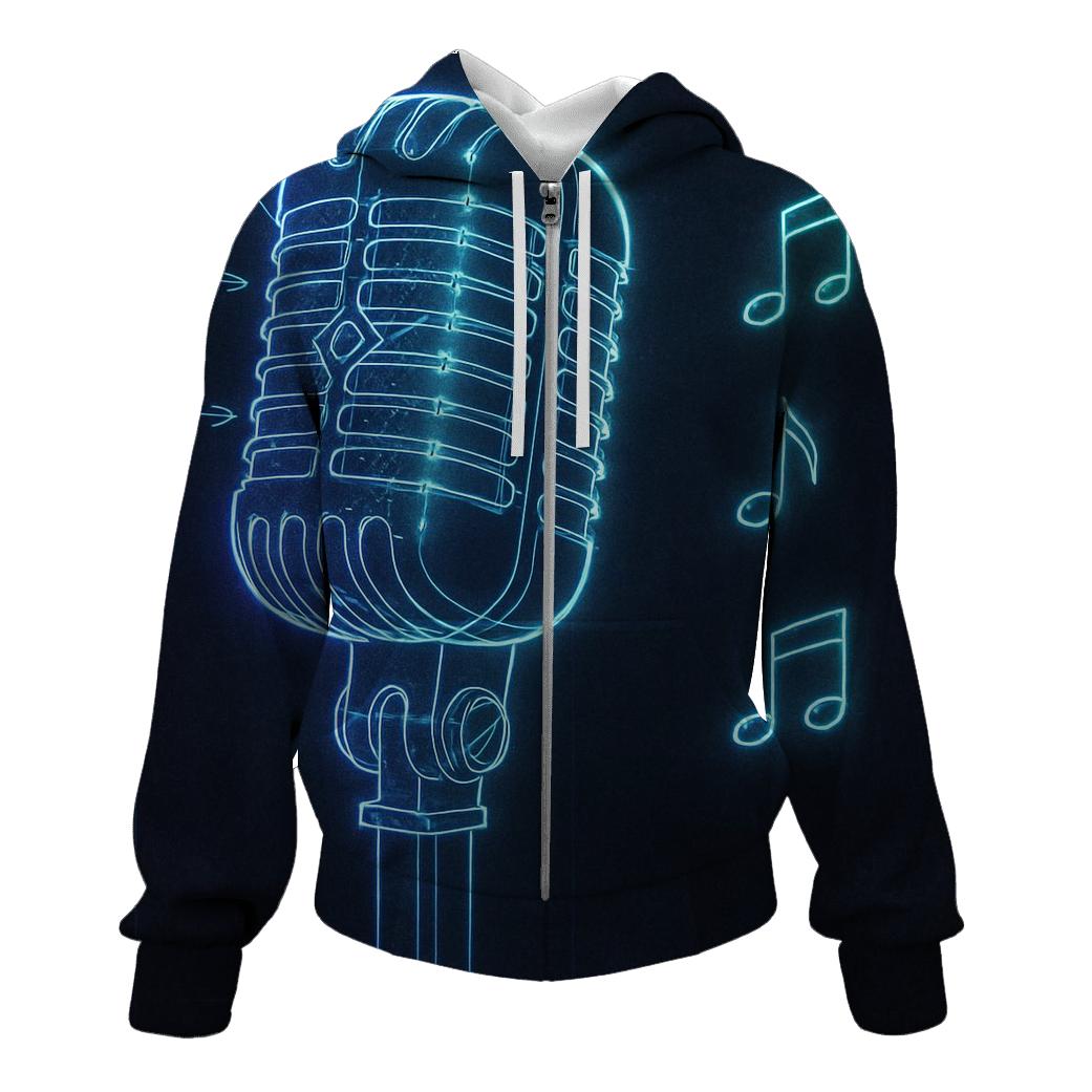 Microphone Neon Blueprint hoodies fashion