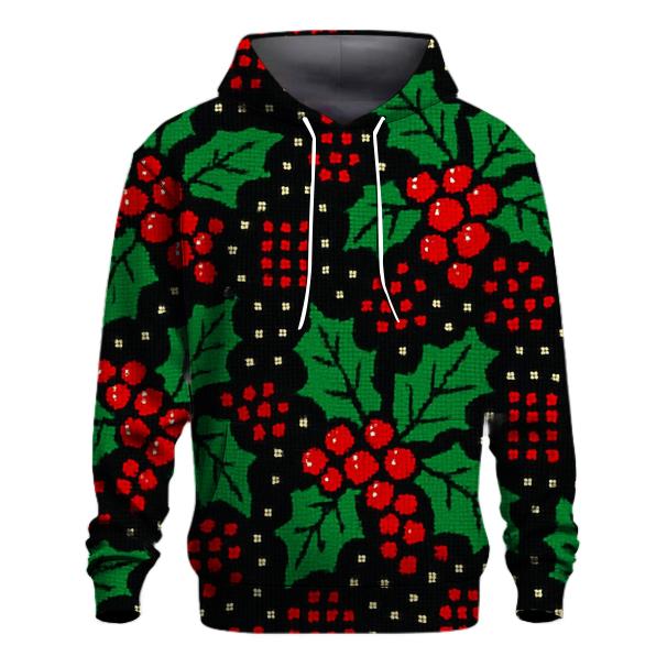 Holly Berry Dot Matrix Design pullover hoodies