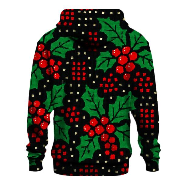 Holly Berry Dot Matrix Design pullover hoodies