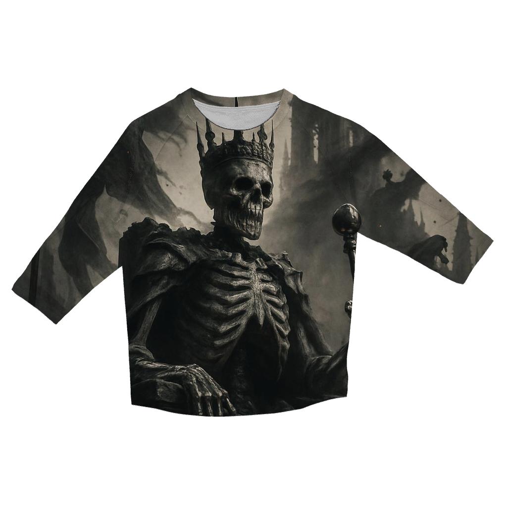 Ashen Throne Of The Skeleton King printed three quarter sleeve shirts