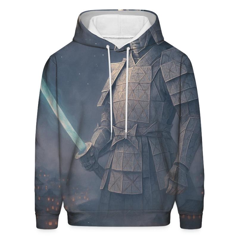 Moonlit Paper City Sentinel printed hoodies