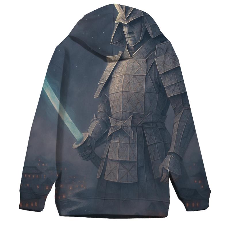 Moonlit Paper City Sentinel printed hoodies