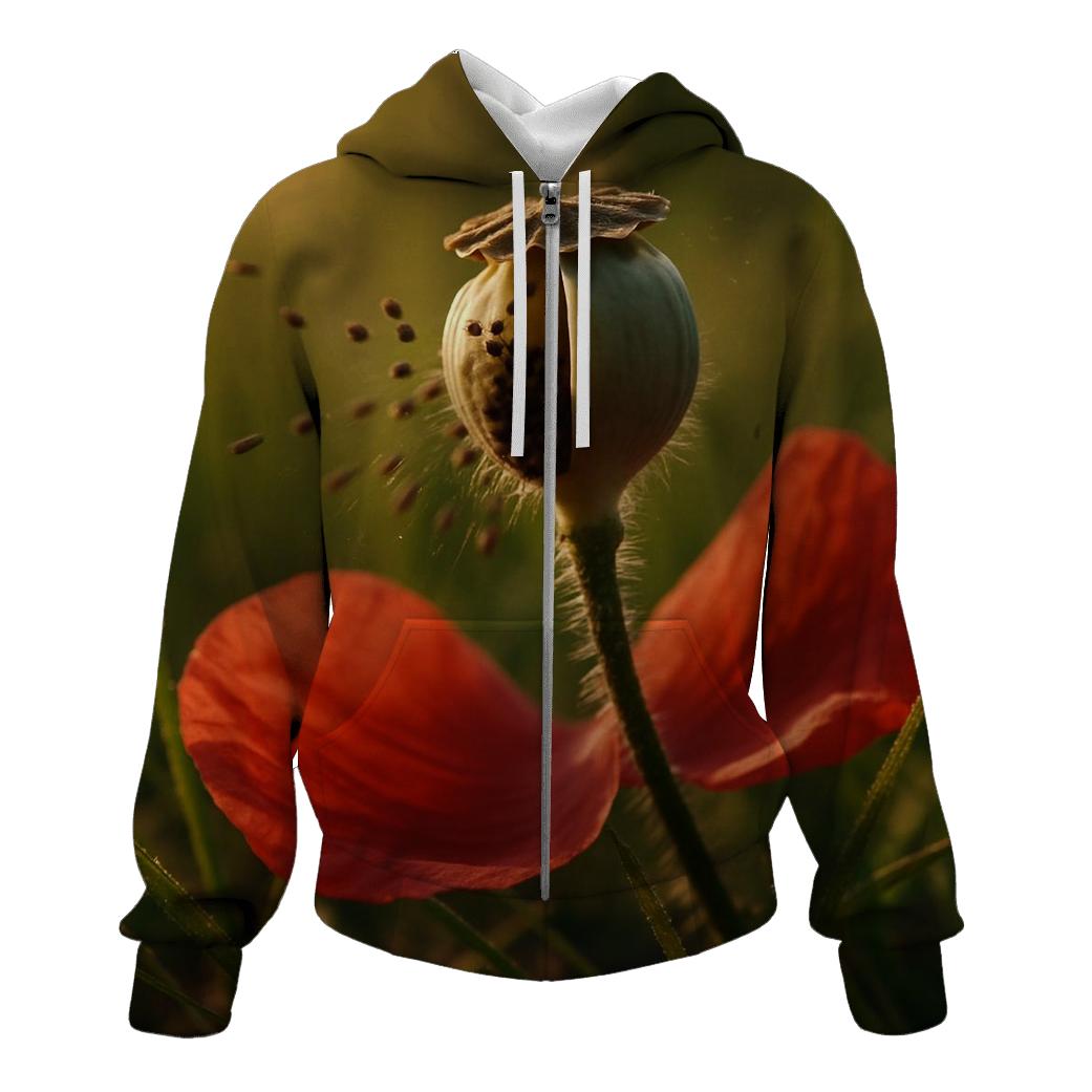 Meadow Poppy Seed Burst Closeup heavyweight hoodies