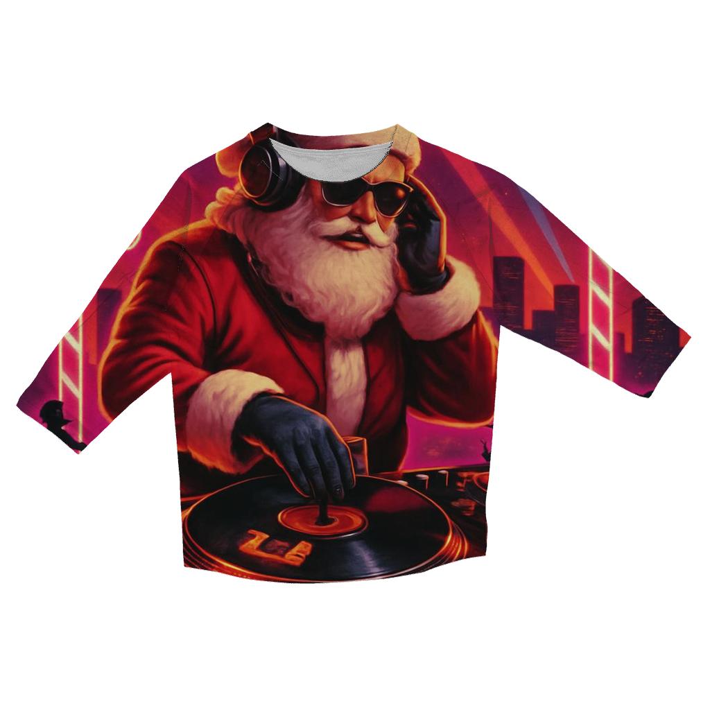 Synthwave Santa DJ trendy 3/4 sleeve tops
