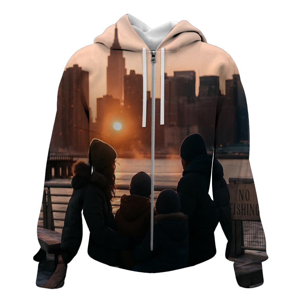 Winter Sunset From Gantry Plaza State Park zip-up hoodies