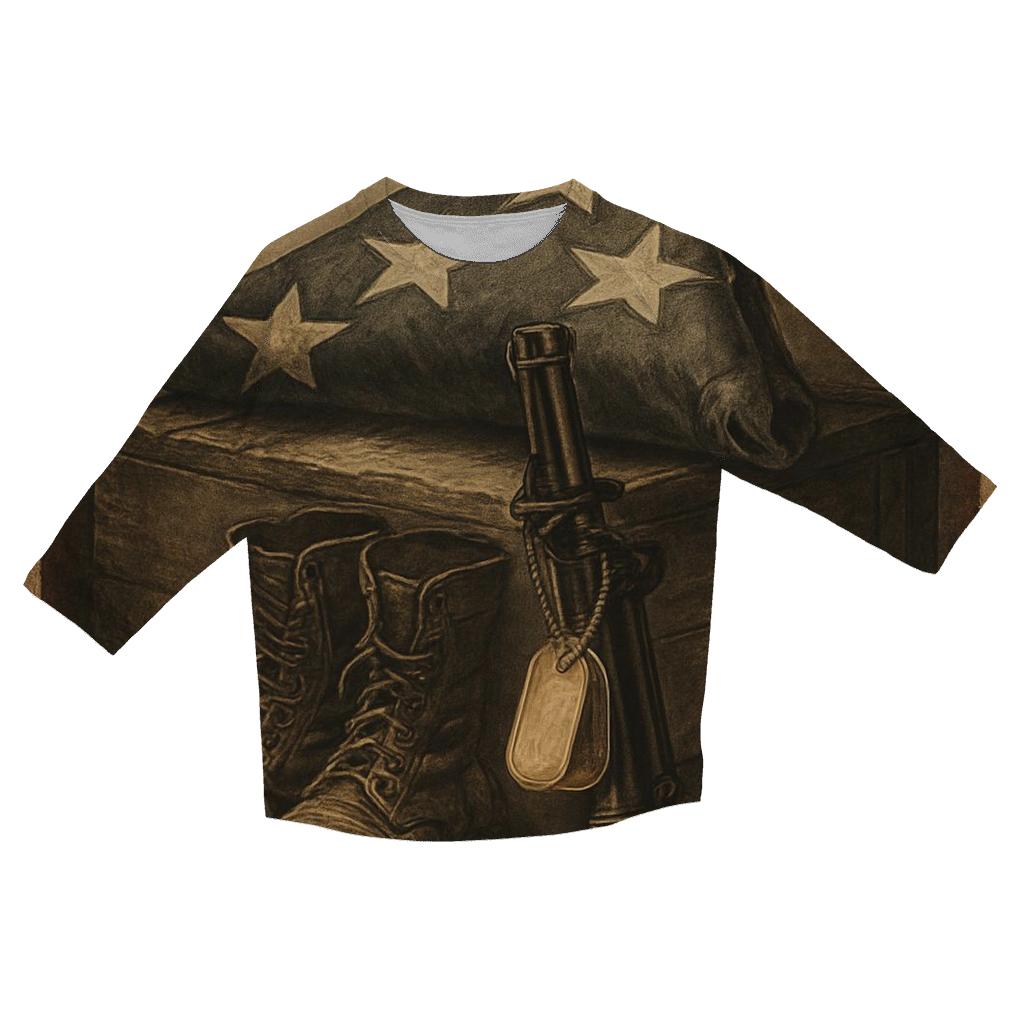 Fallen Honors Fold printed three quarter sleeve shirts
