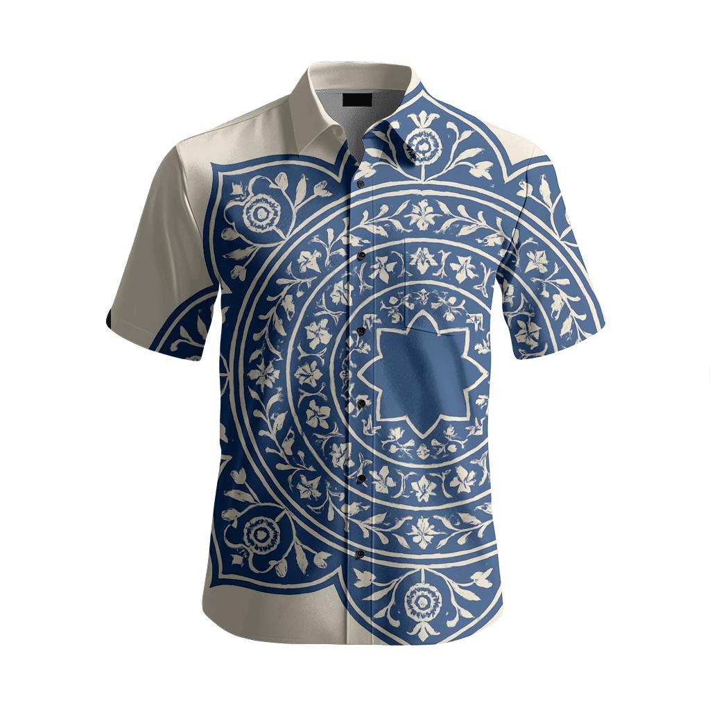 Sapphire Medallion Persian Tile fashion embroidery shirts