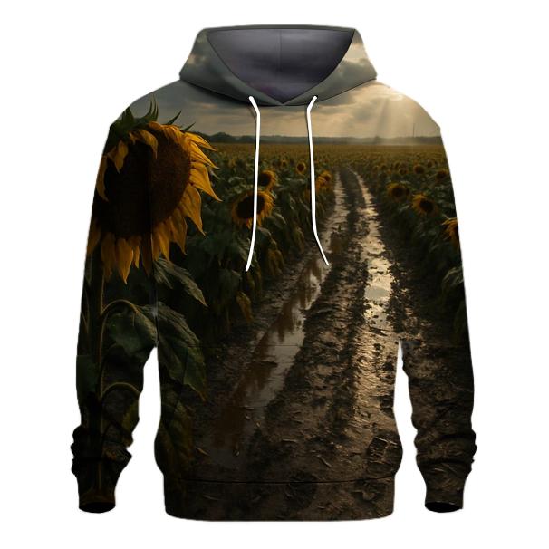 Sunflower Field After Harvest Rain premium hoodies