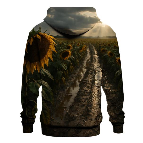 Sunflower Field After Harvest Rain premium hoodies