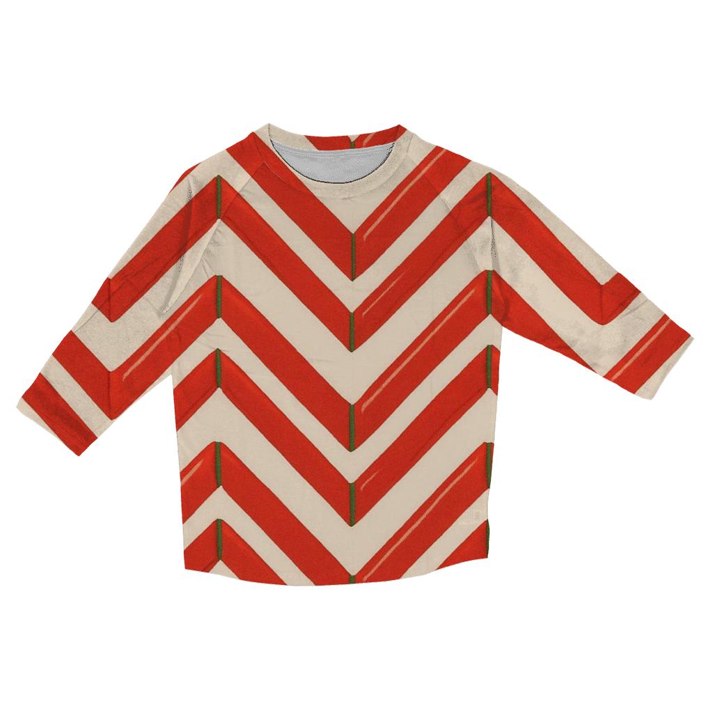 Candy Cane Chevron On Ivory Background designer 3/4 sleeve blouses