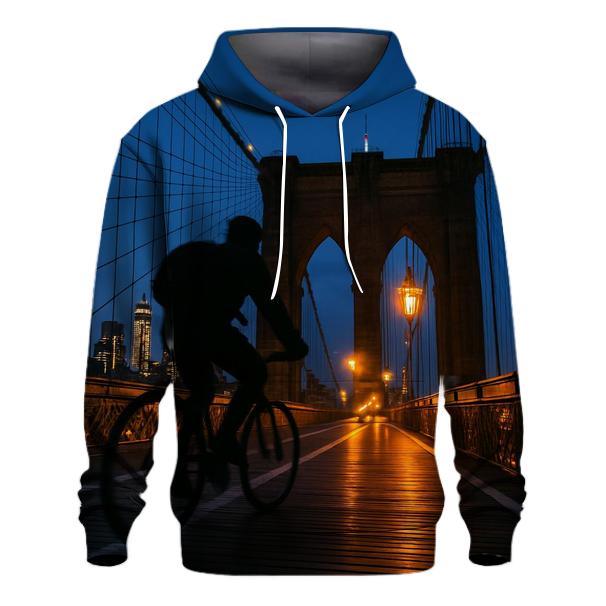 Brooklyn Bridge Bicycle Commute At Blue Hour pullover hoodies