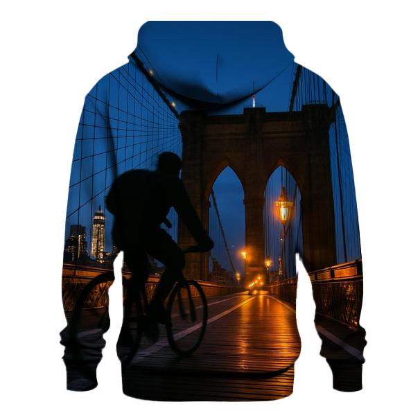 Brooklyn Bridge Bicycle Commute At Blue Hour pullover hoodies