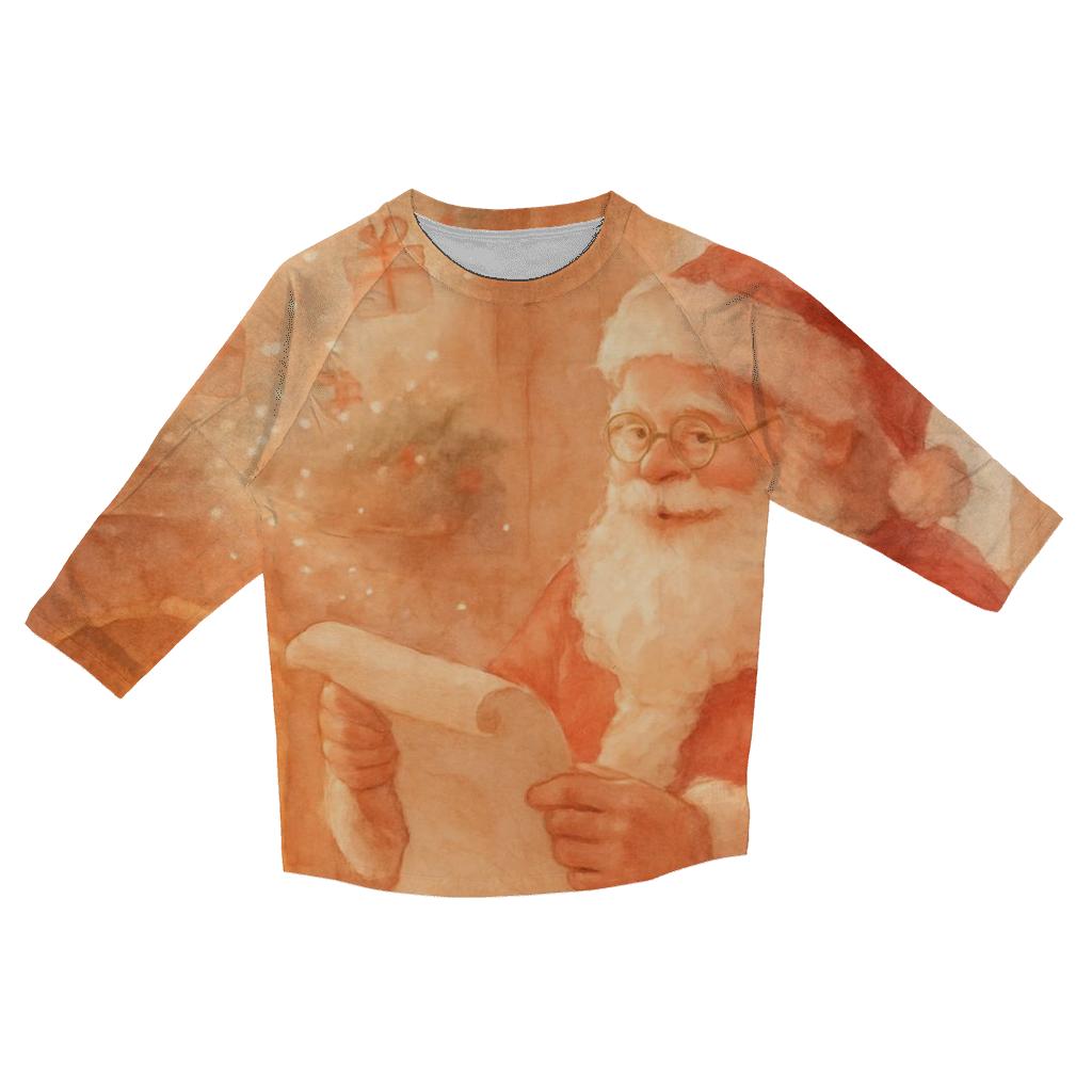 Painterly Hearthside Santa stylish quarter sleeve tops