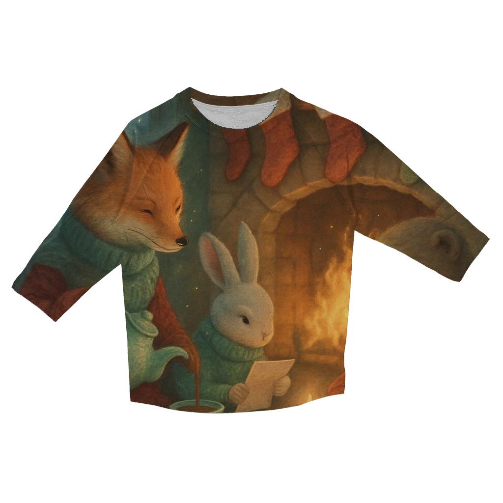 Cozy Fireplace Fauna personalized 3/4 sleeve tees