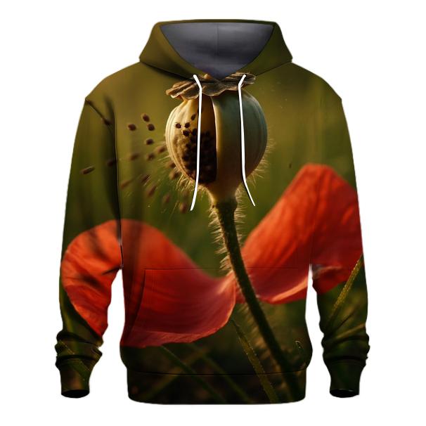 Meadow Poppy Seed Burst Closeup graphic hoodies