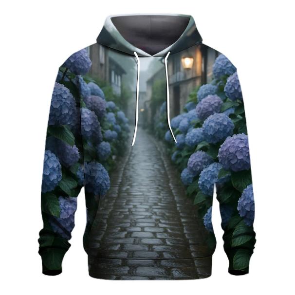 Hydrangea Alley After Village Rain printed hoodies