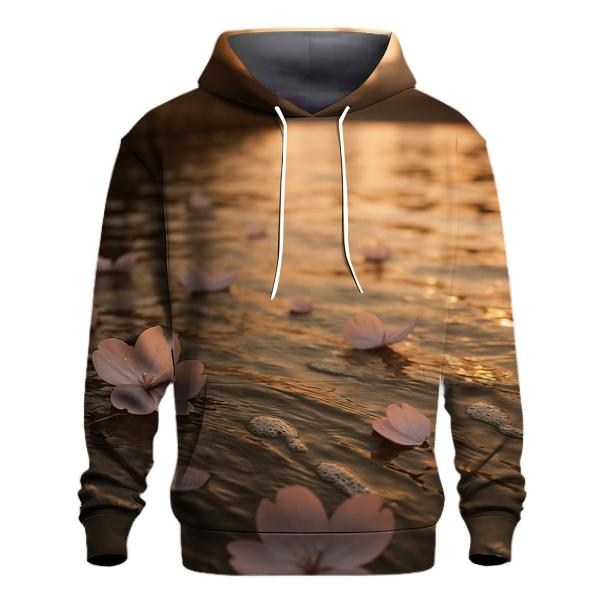 Cherry Blossom Petals On Urban River embroidered hoodies