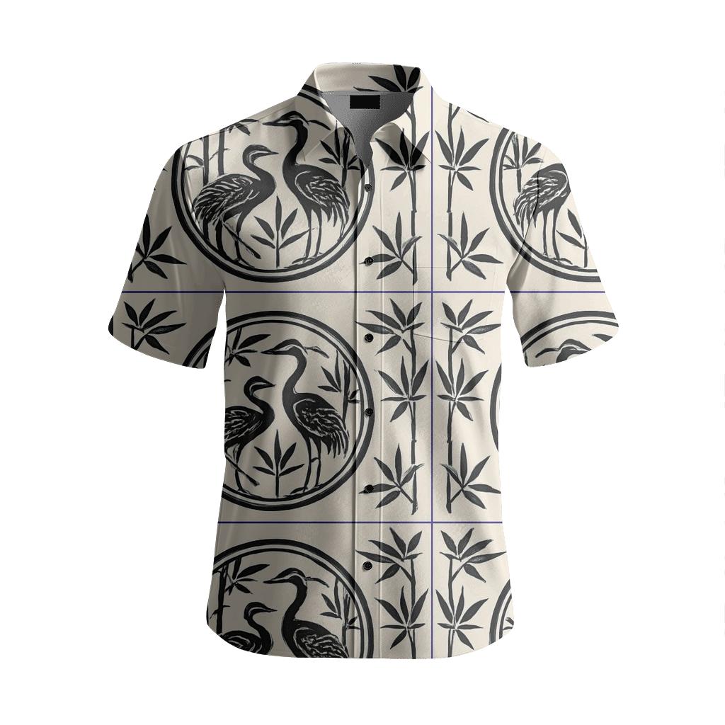 Chinoiserie Crane Panel premium embroidered apparel