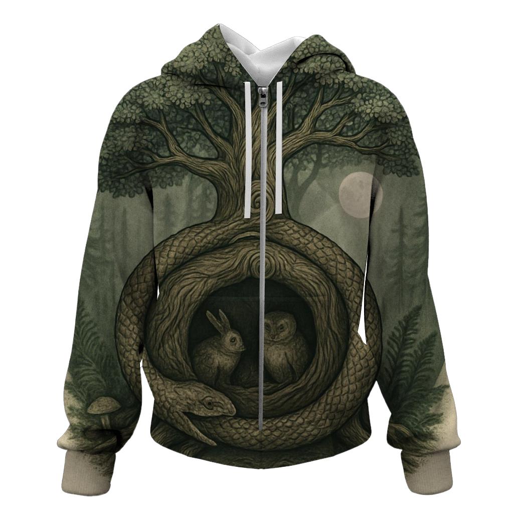 Forest Spiral Ouroboros Grove graphic hoodies