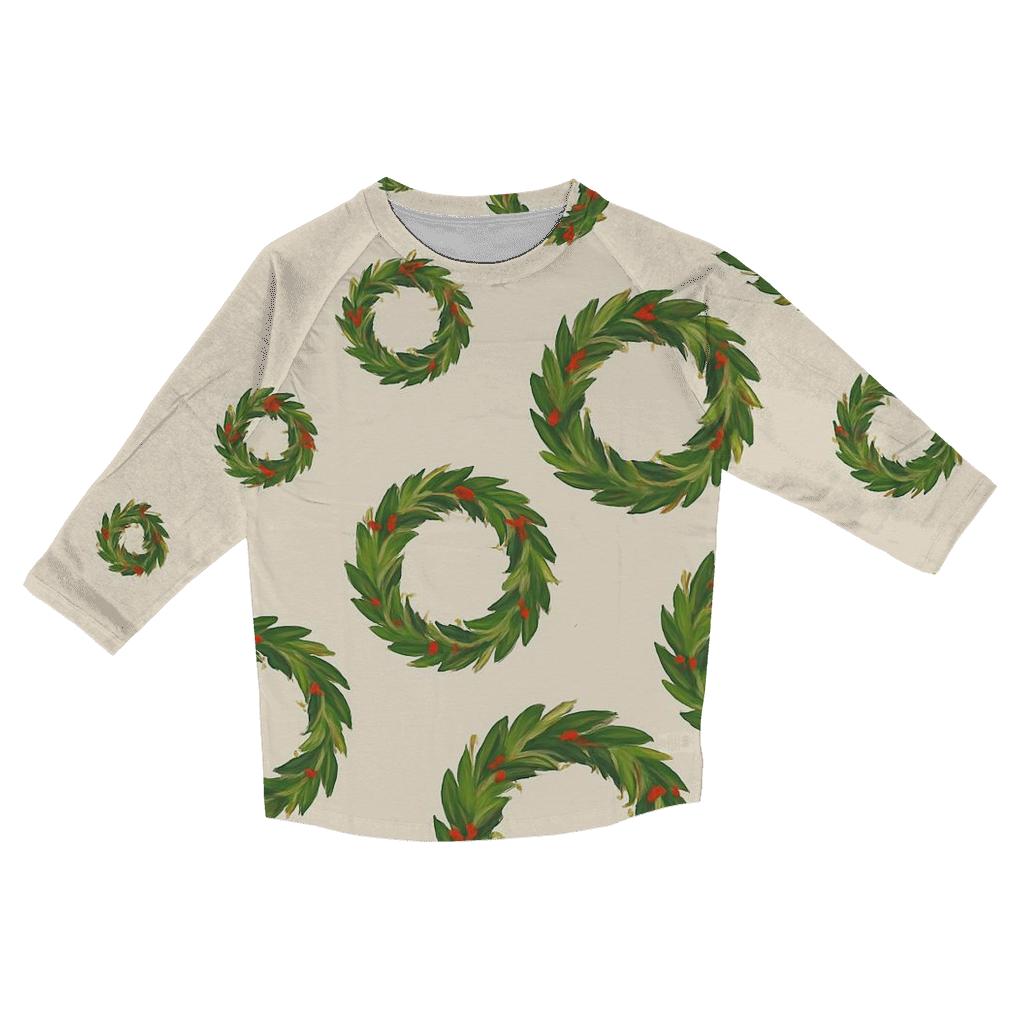 Wreath Motif Progression On Ivory Background custom 3/4 sleeve shirts