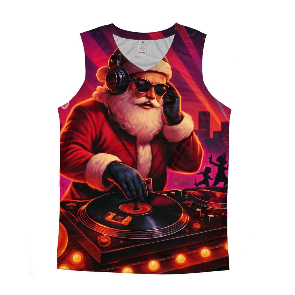 Synthwave Santa DJ cotton sleeveless tops