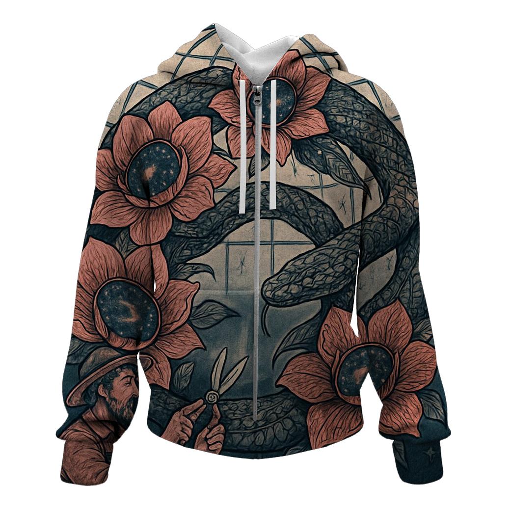 Cosmic Garden Ouroboros Bloom embroidered hoodies