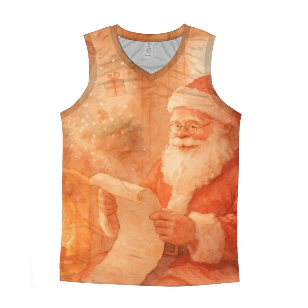 Painterly Hearthside Santa cotton sleeveless tops